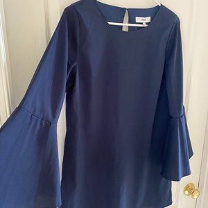 Likely Navy Blue Bell-sleeve Shift Dress
